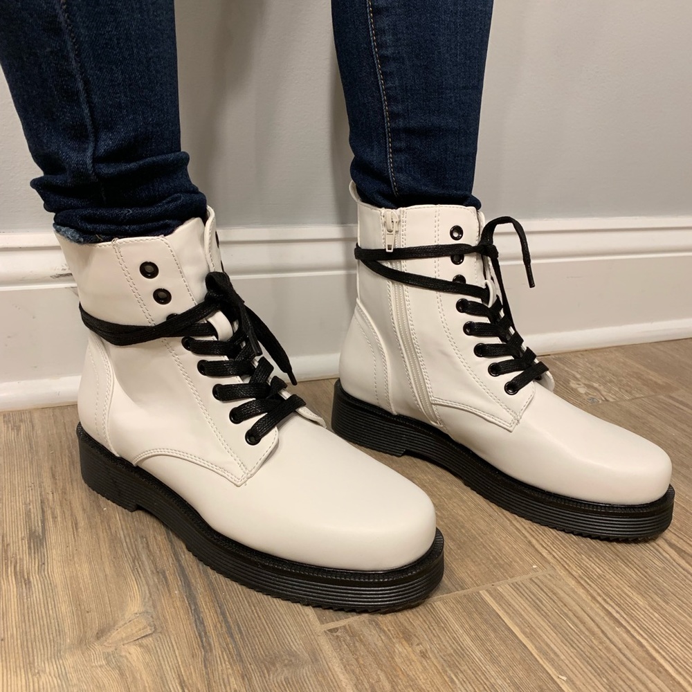 White Combat Boots